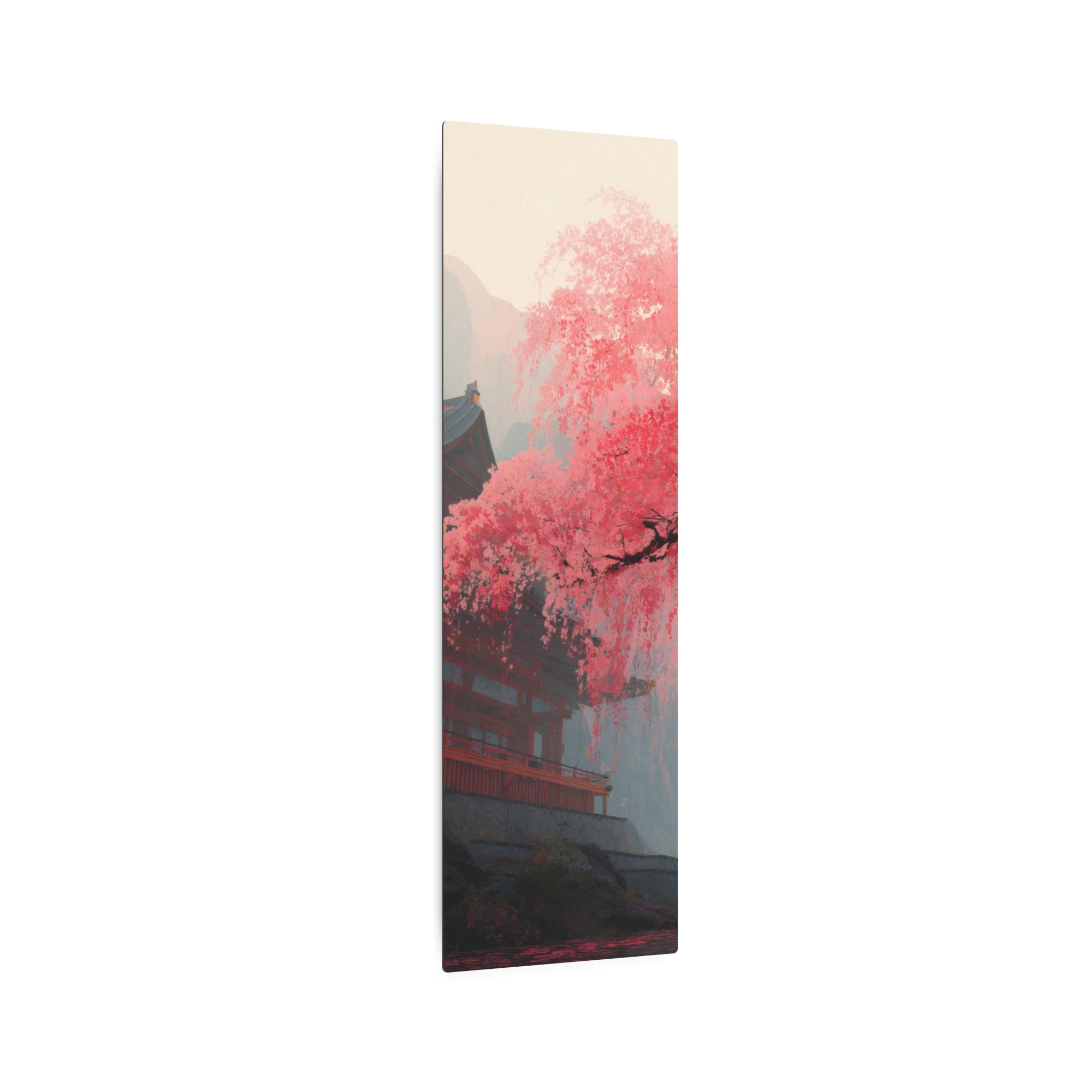 Cherry Blossom Metal Art Sign – Pink Sakura Landscape Wall Décor