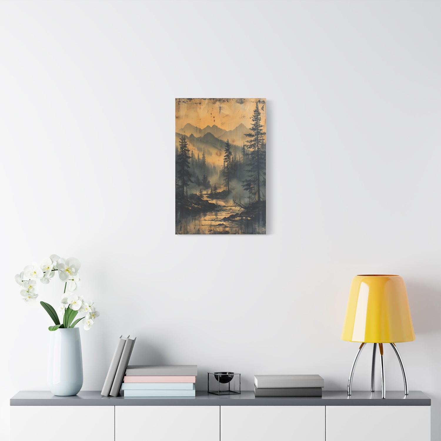 Mountain Mist Landscape Canvas Art— Rustic Pine Forest Wall Art - The Art Hub