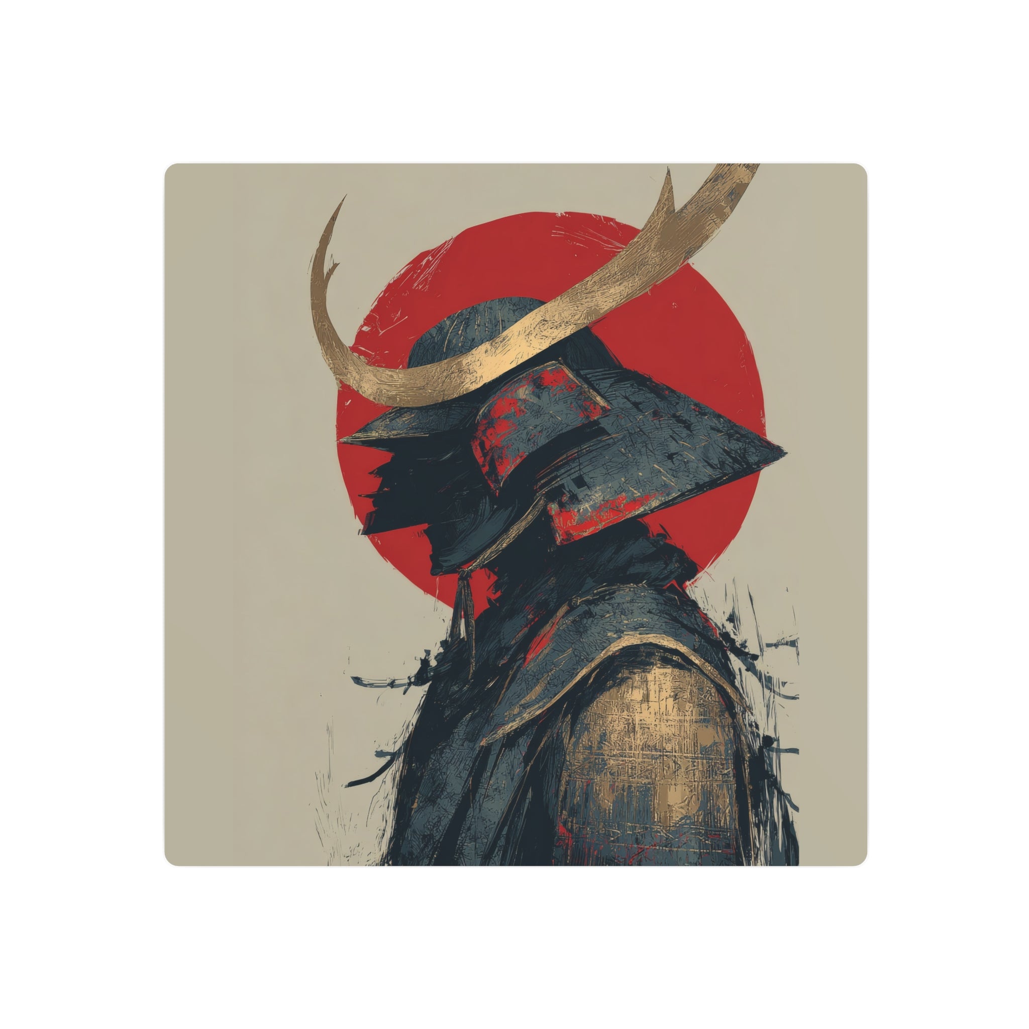 Samurai Helmet Metal Art Sign — Japanese Warrior Wall Decor