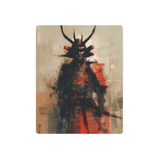 Samurai Metal Art Sign — Abstract Red Warrior Wall Decor - The Art Hub