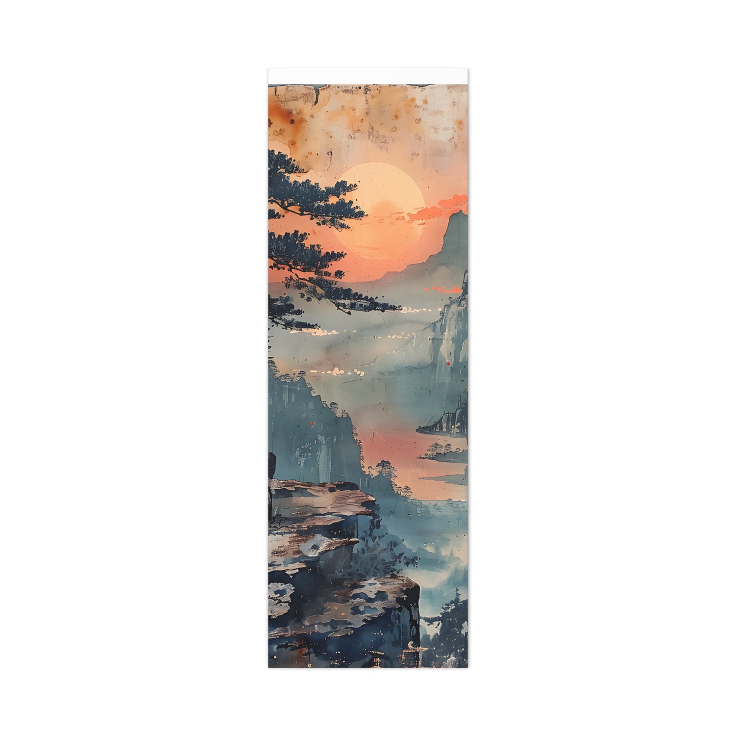 Sunset Mountain Landscape Canvas Print — Misty Pine Cliff Wall Art - The Art Hub