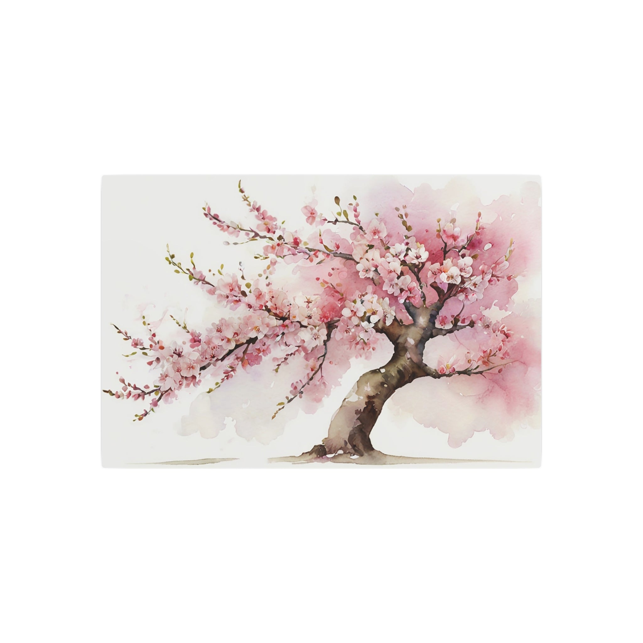 Cherry Blossom Metal Art Sign – Watercolor Spring Tree Wall Decor