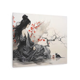 Metal Art Asian-Inspired Geisha with Cherry Blossoms Wall Art - The Art Hub