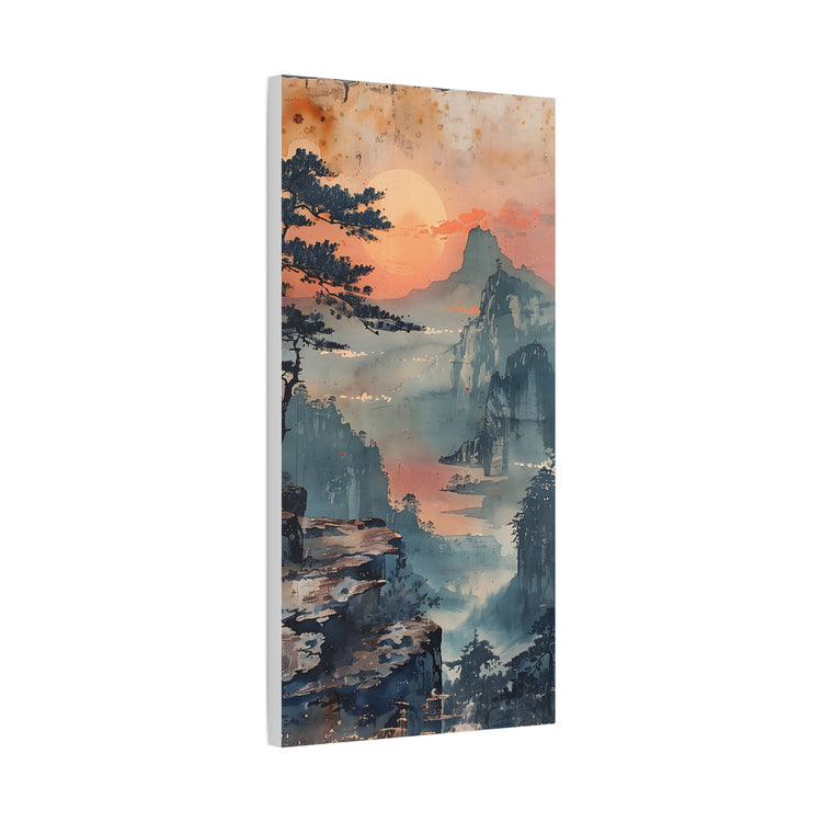 Sunset Mountain Landscape Canvas Print — Misty Pine Cliff Wall Art - The Art Hub
