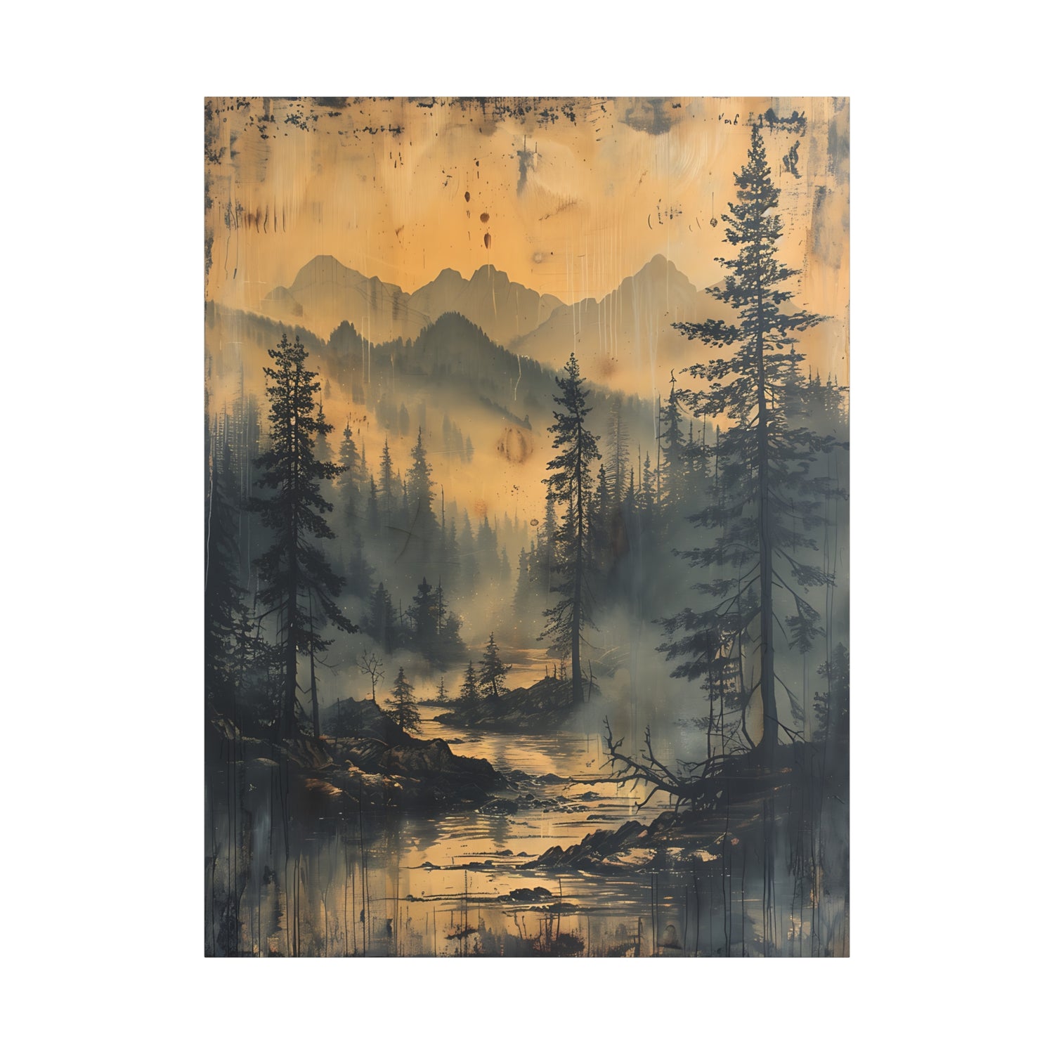 Mountain Mist Landscape Canvas Art— Rustic Pine Forest Wall Art - The Art Hub