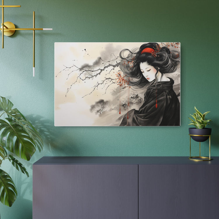 Metal Art Elegant Geisha Wall Plaque (Asian Ink-Style Décor) - The Art Hub