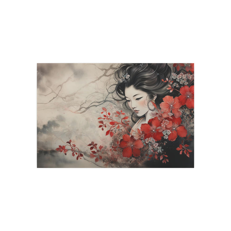 Oriental Geisha Metal Art Floral Japanese Wall Decor - The Art Hub
