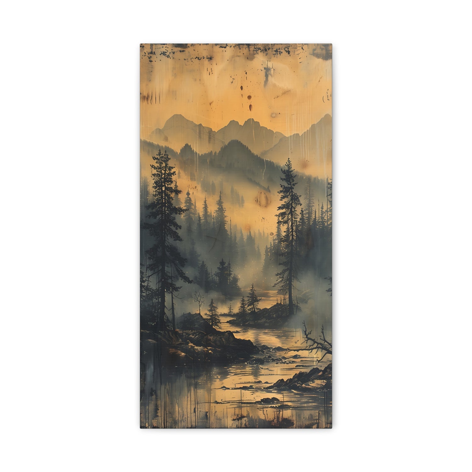 Mountain Mist Landscape Canvas Art— Rustic Pine Forest Wall Art - The Art Hub