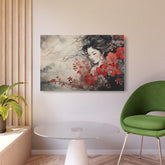 Oriental Geisha Metal Art Floral Japanese Wall Decor - The Art Hub