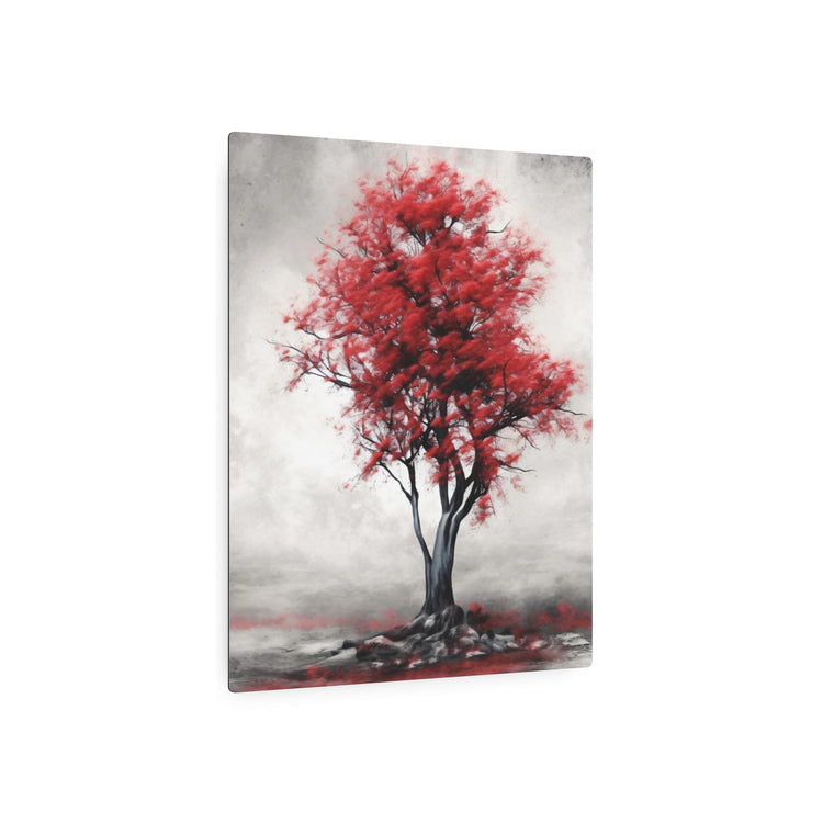Red Tree Metal Art Sign Modern Abstract Wall Decor - The Art Hub