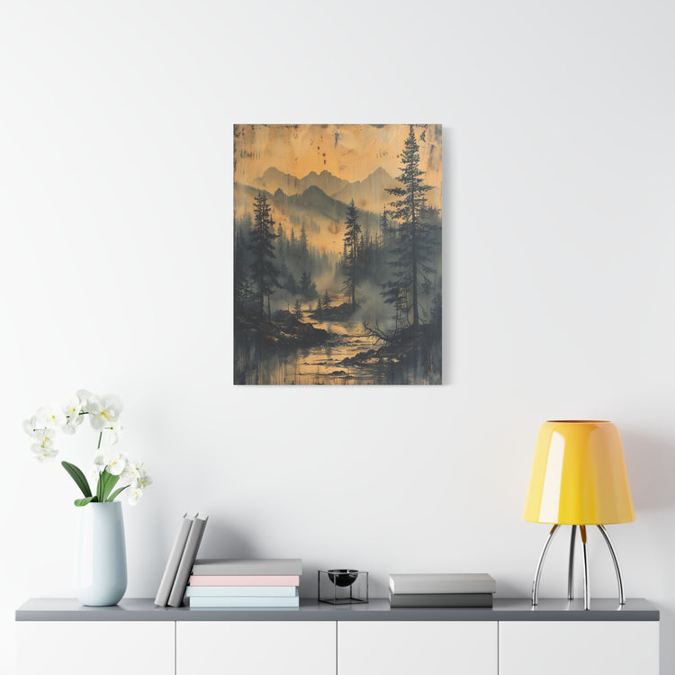Mountain Mist Landscape Canvas Art— Rustic Pine Forest Wall Art - The Art Hub