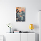 Sunset Mountain Landscape Canvas Print — Misty Pine Cliff Wall Art - The Art Hub