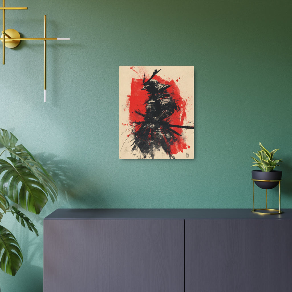 Samurai Ink Metal Art Sign – Japanese Warrior Wall Decor