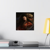 Matte Vertical Poster — Asian Warrior Woman with Dragon Art Print - The Art Hub