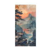 Sunset Mountain Landscape Canvas Print — Misty Pine Cliff Wall Art - The Art Hub