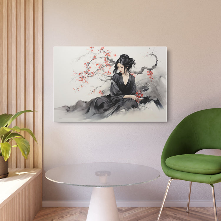Metal Art Geisha with Cherry Blossoms Wall Art - The Art Hub