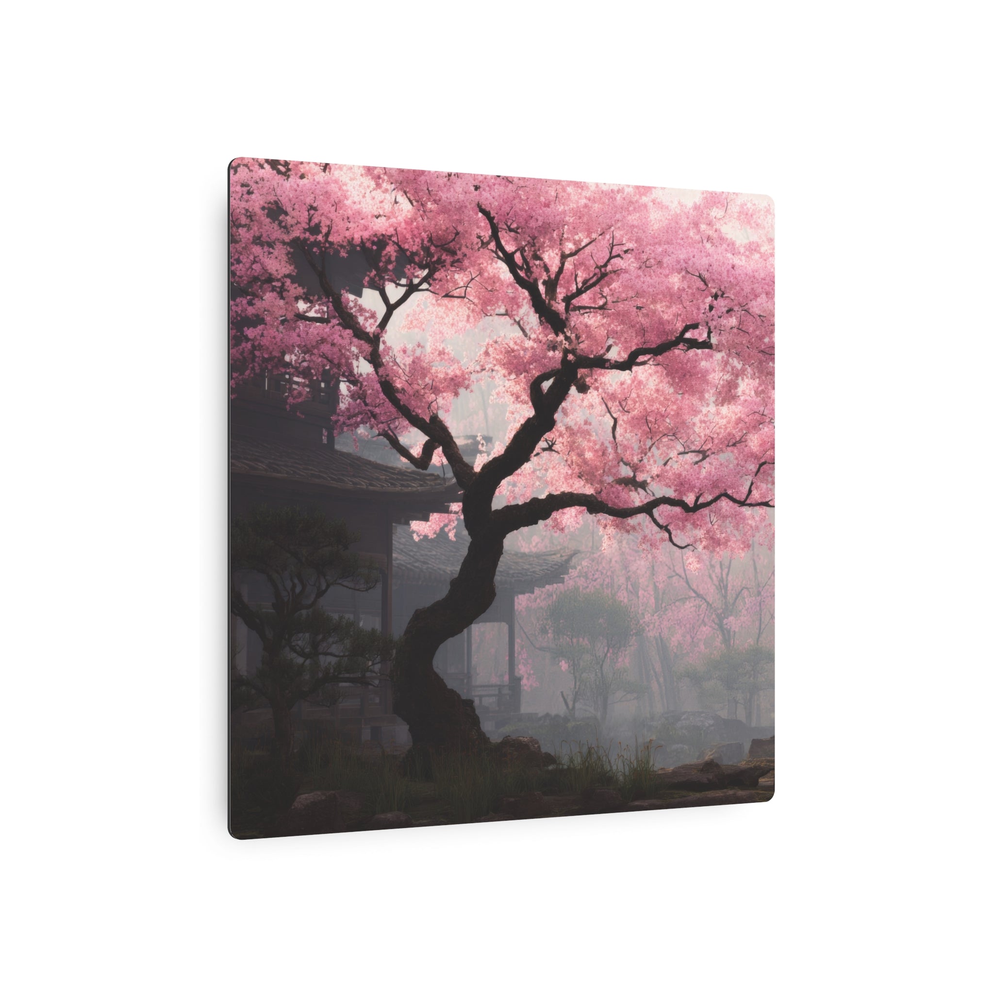 Cherry Blossom Metal Art Sign — Japanese Sakura Wall Decor