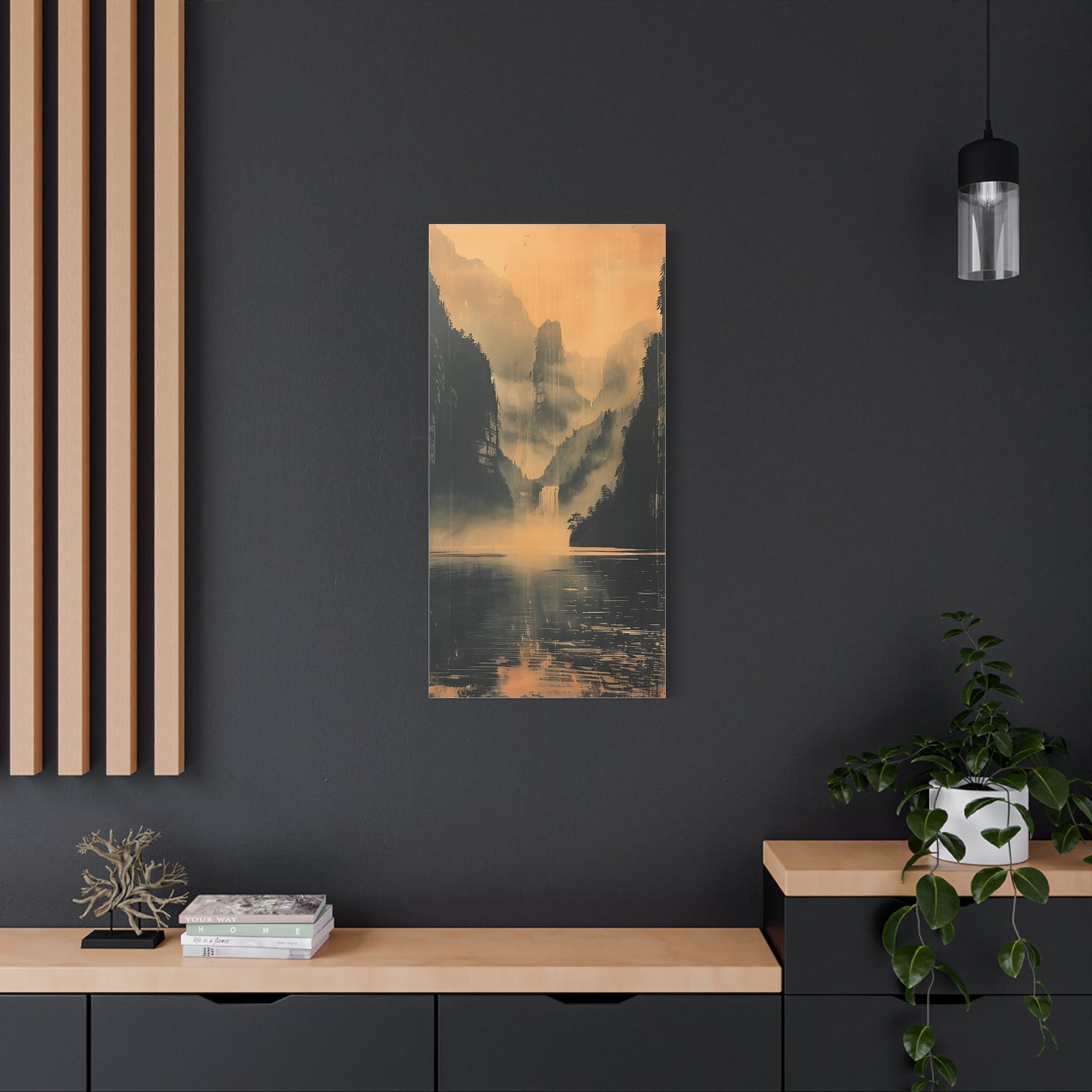 Chinese Landscape Art - Moody Mountain Lake Landscape Art - The Art Hub