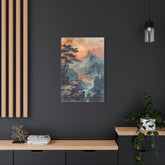 Sunset Mountain Landscape Canvas Print — Misty Pine Cliff Wall Art - The Art Hub