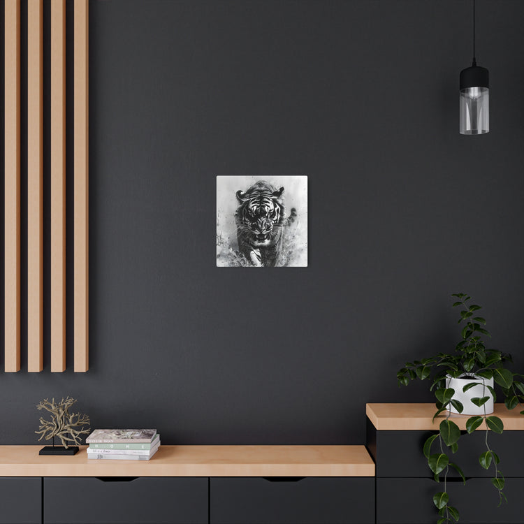 Tiger Metal Art — Dramatic Black & White Running Tiger Wall Decor - The Art Hub