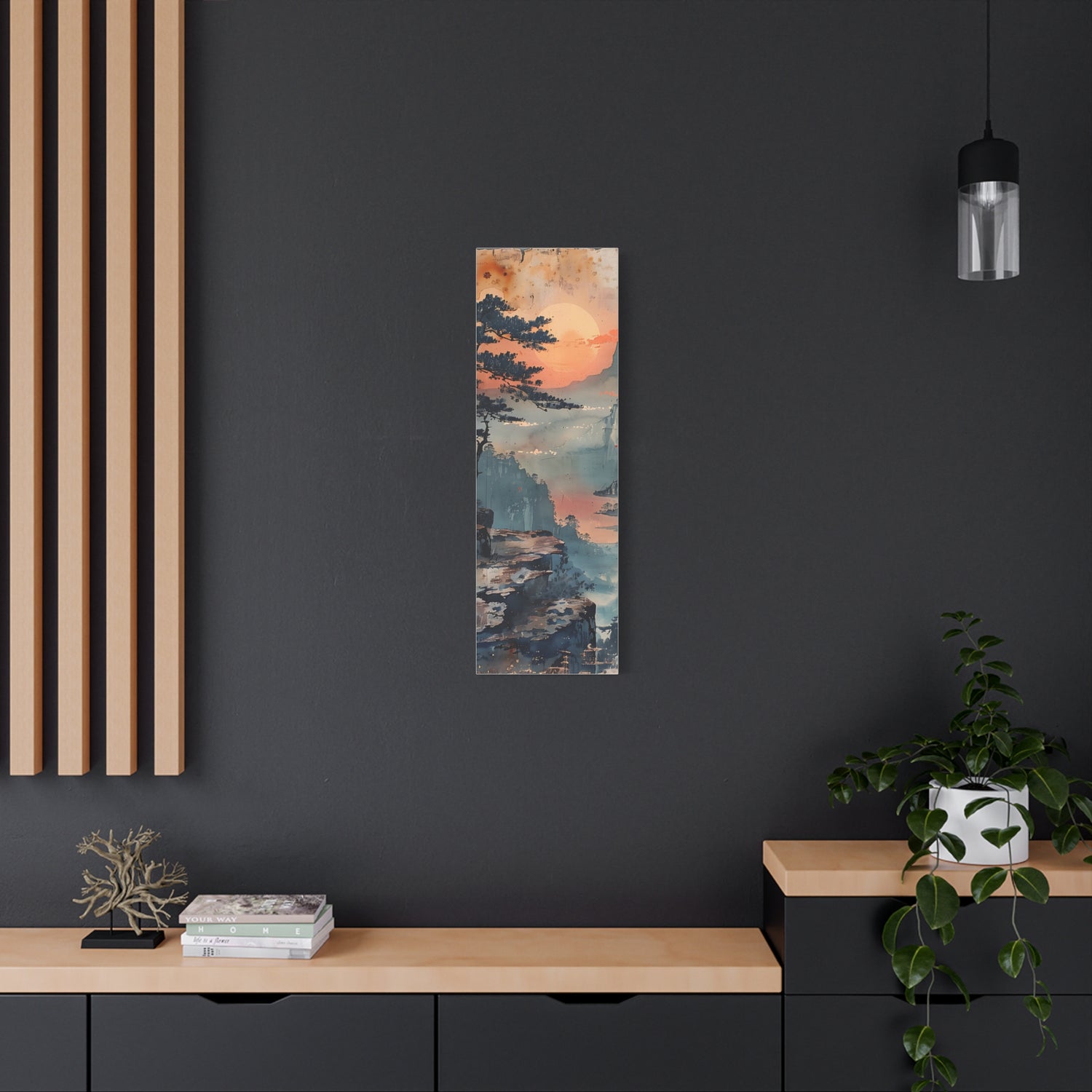Sunset Mountain Landscape Canvas Print — Misty Pine Cliff Wall Art - The Art Hub