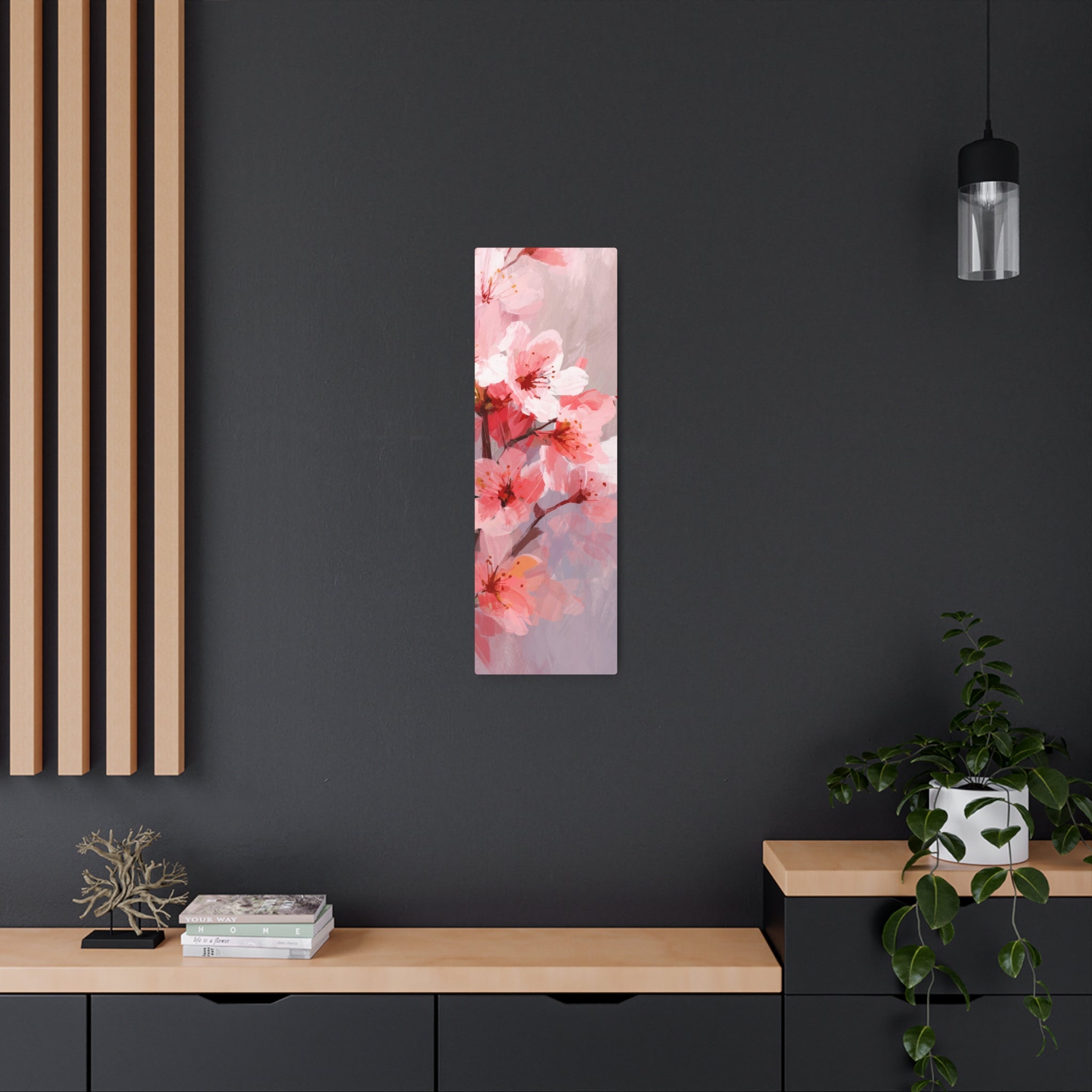 Cherry Blossom Metal Art Sign — Pink Floral Wall Décor