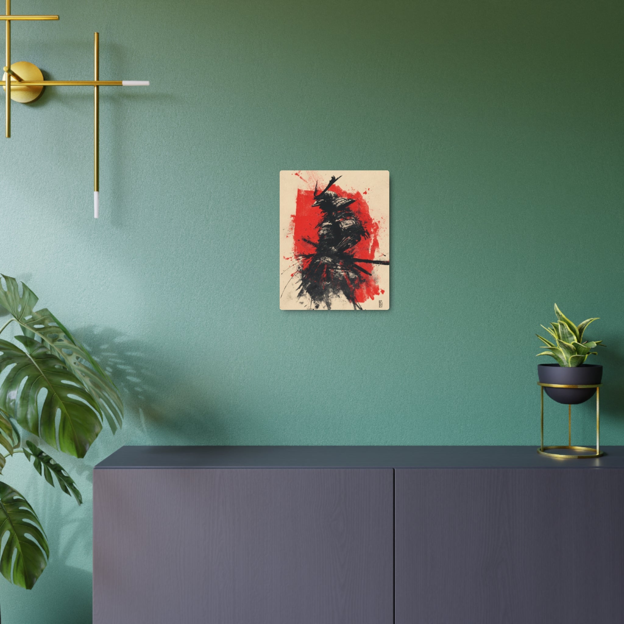 Samurai Ink Metal Art Sign – Japanese Warrior Wall Decor
