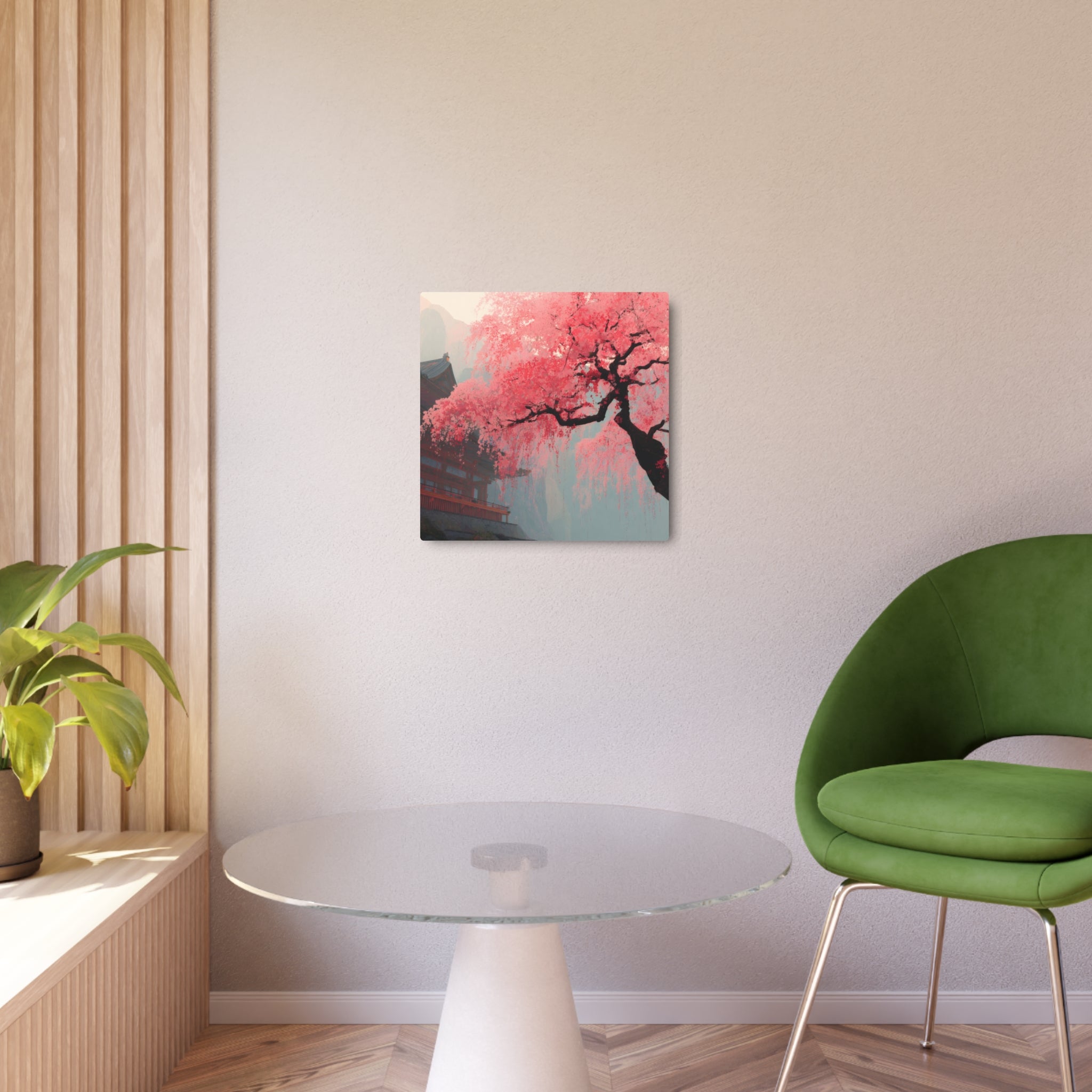 Cherry Blossom Metal Art Sign – Pink Sakura Landscape Wall Décor