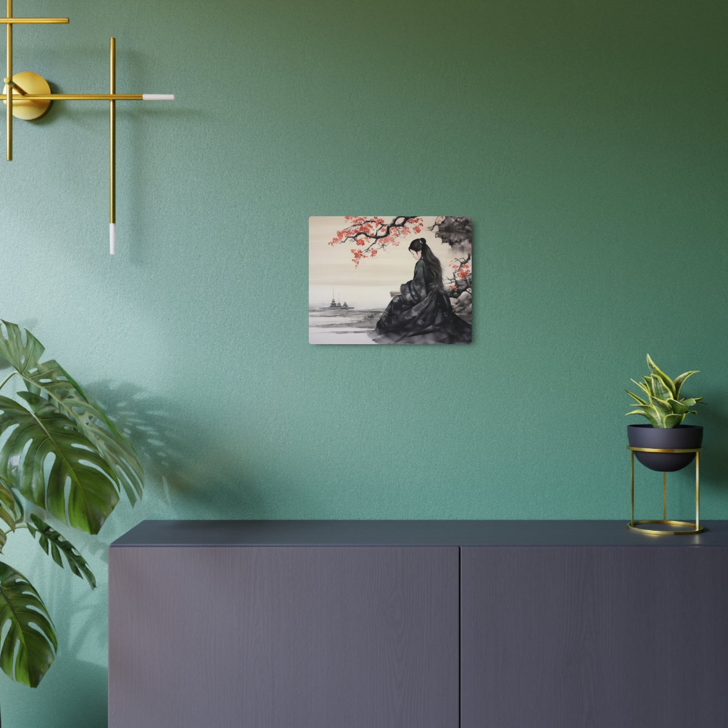 Metal Art Japanese Geisha Landscape Wall Art - The Art Hub