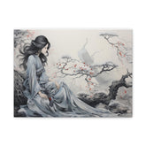 Canvas Wall Art Serene Geisha in Misty Cherry Blossom - The Art Hub