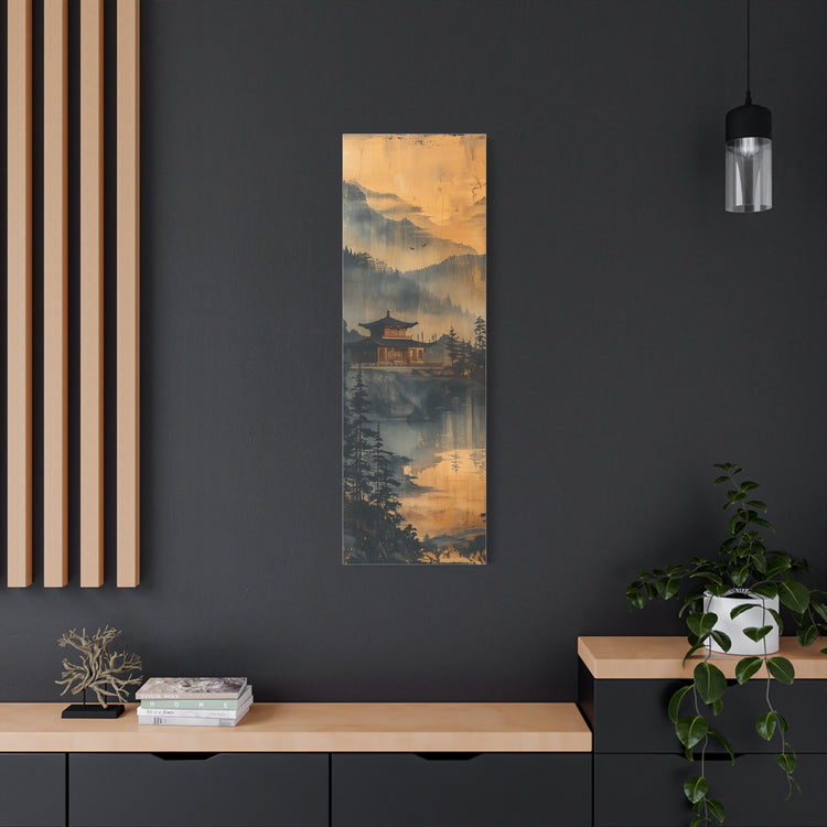 Golden Mist Mountain Landscape Canvas — Asian Pagoda Wall Art - The Art Hub