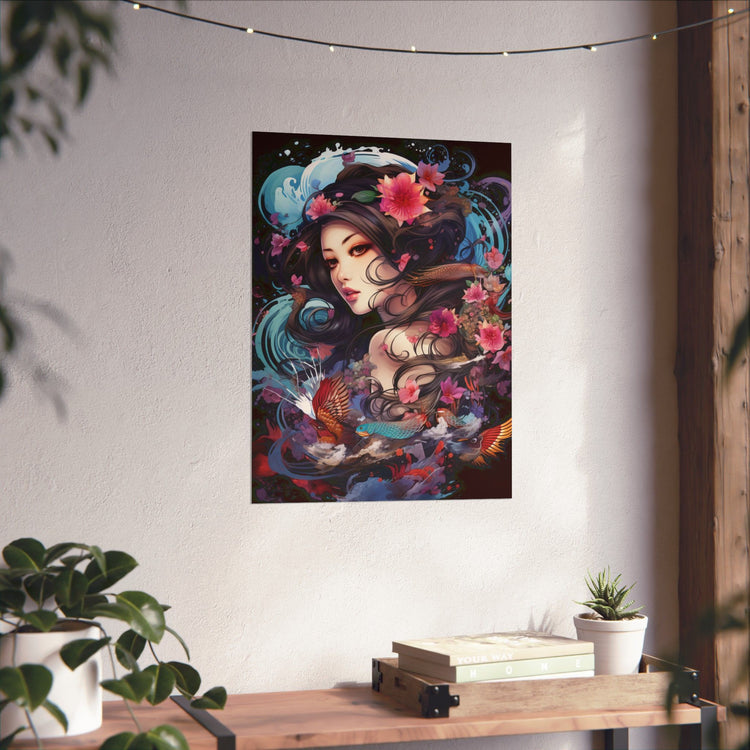 Matte Vertical Poster — Ethereal Floral Woman Art Print - The Art Hub