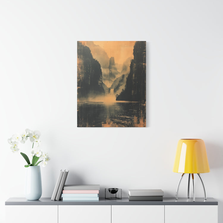 Chinese Landscape Art - Moody Mountain Lake Landscape Art - The Art Hub