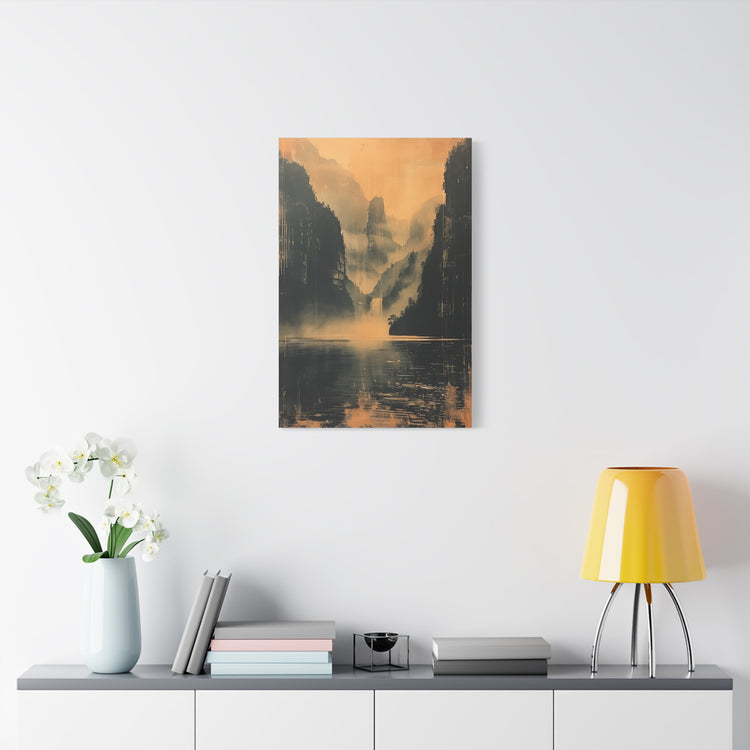 Chinese Landscape Art - Moody Mountain Lake Landscape Art - The Art Hub