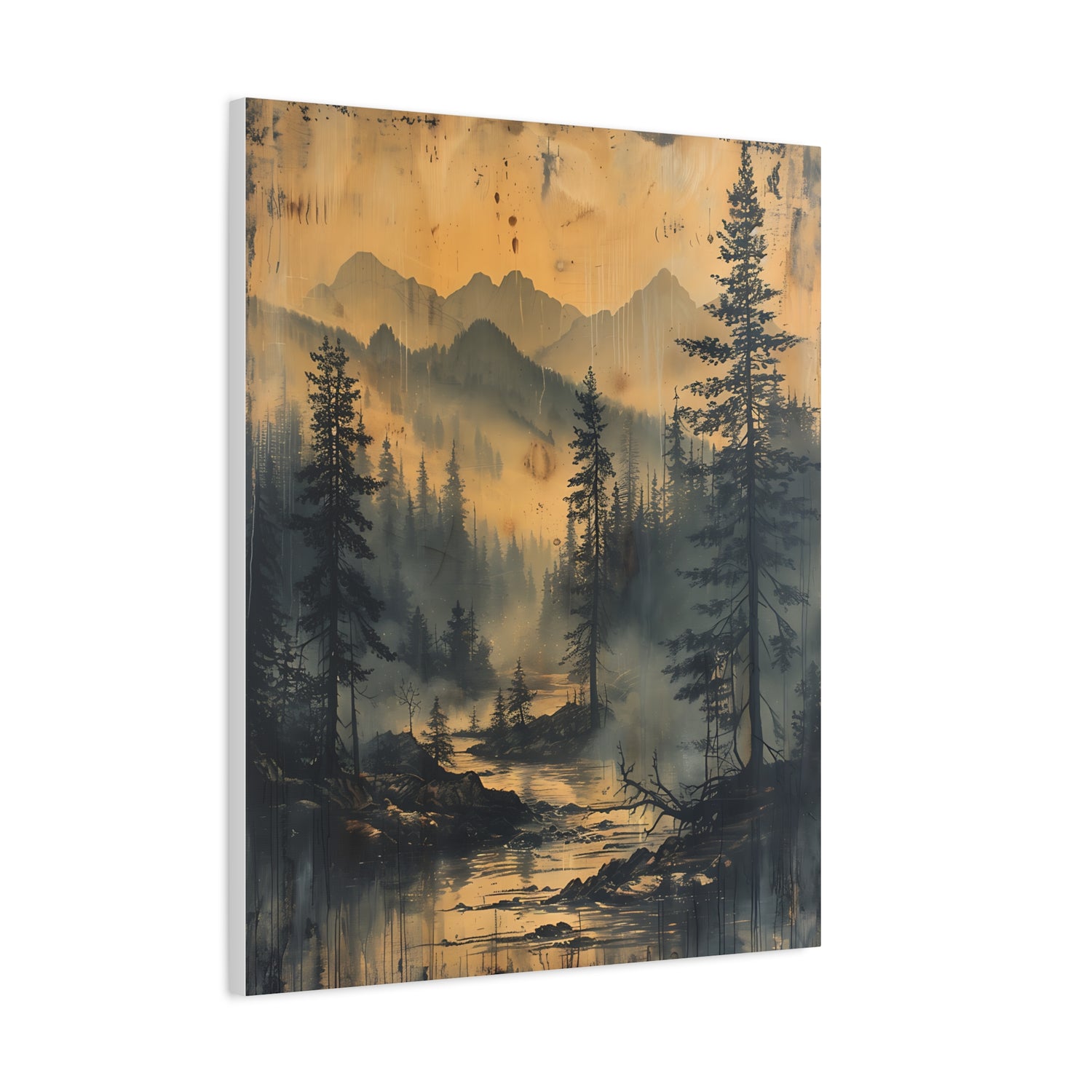 Mountain Mist Landscape Canvas Art— Rustic Pine Forest Wall Art - The Art Hub