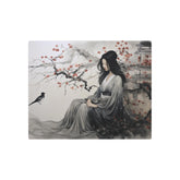 Oriental Lady Metal Art Serene Geisha with Cherry Blossoms Wall Decor - The Art Hub
