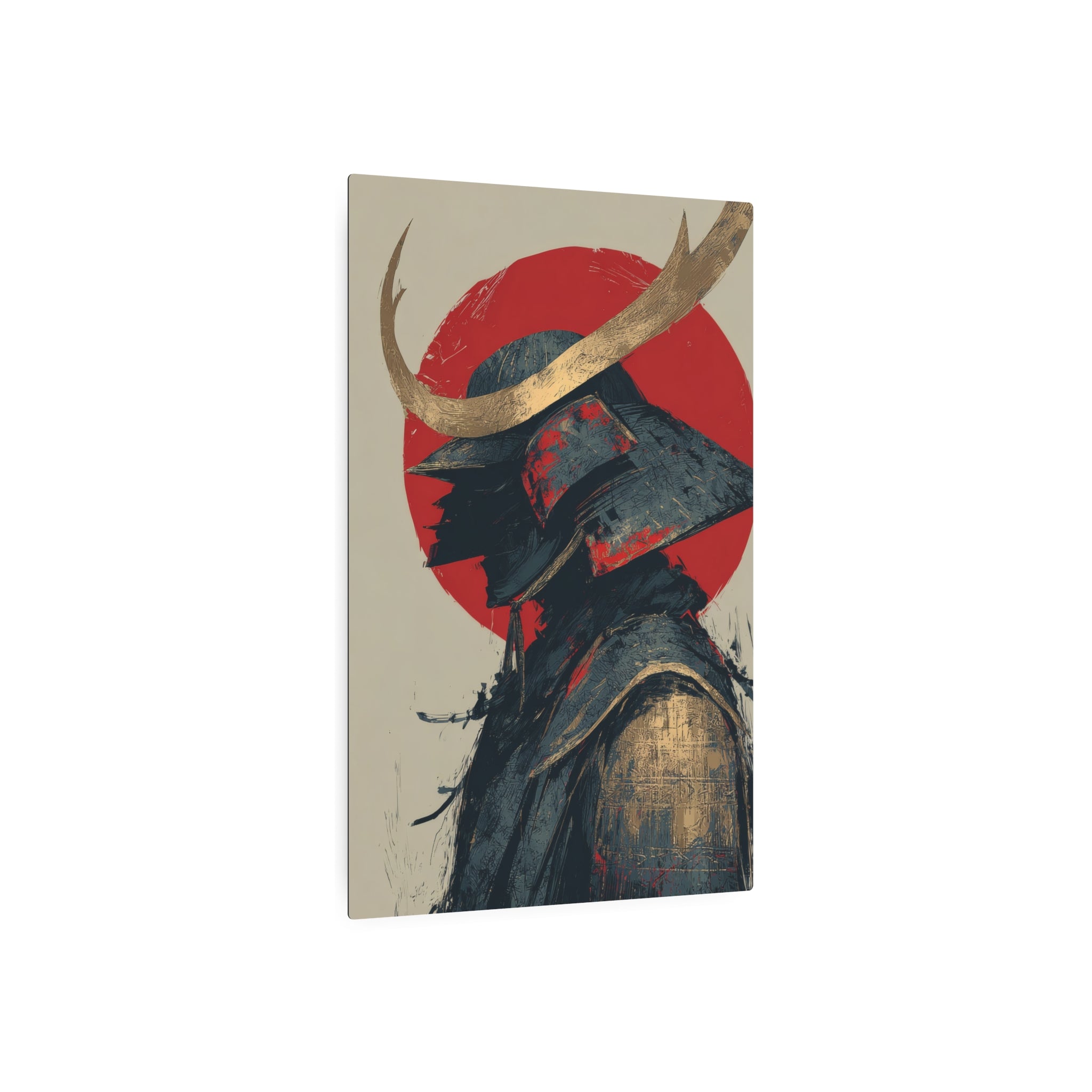 Samurai Helmet Metal Art Sign — Japanese Warrior Wall Decor