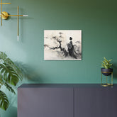 Metal Art Zen Geisha Ink Landscape Wall Plaque - The Art Hub