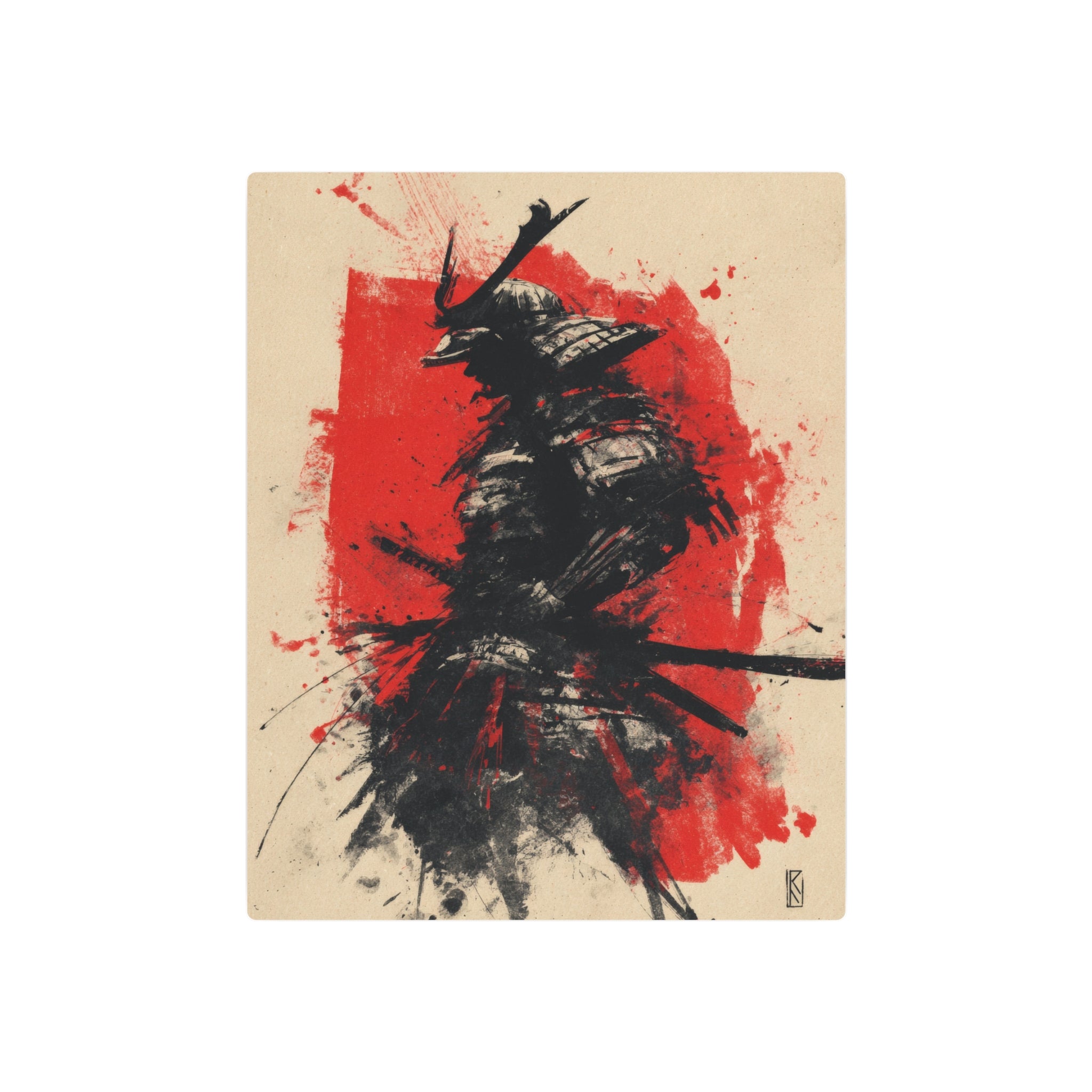Samurai Ink Metal Art Sign – Japanese Warrior Wall Decor