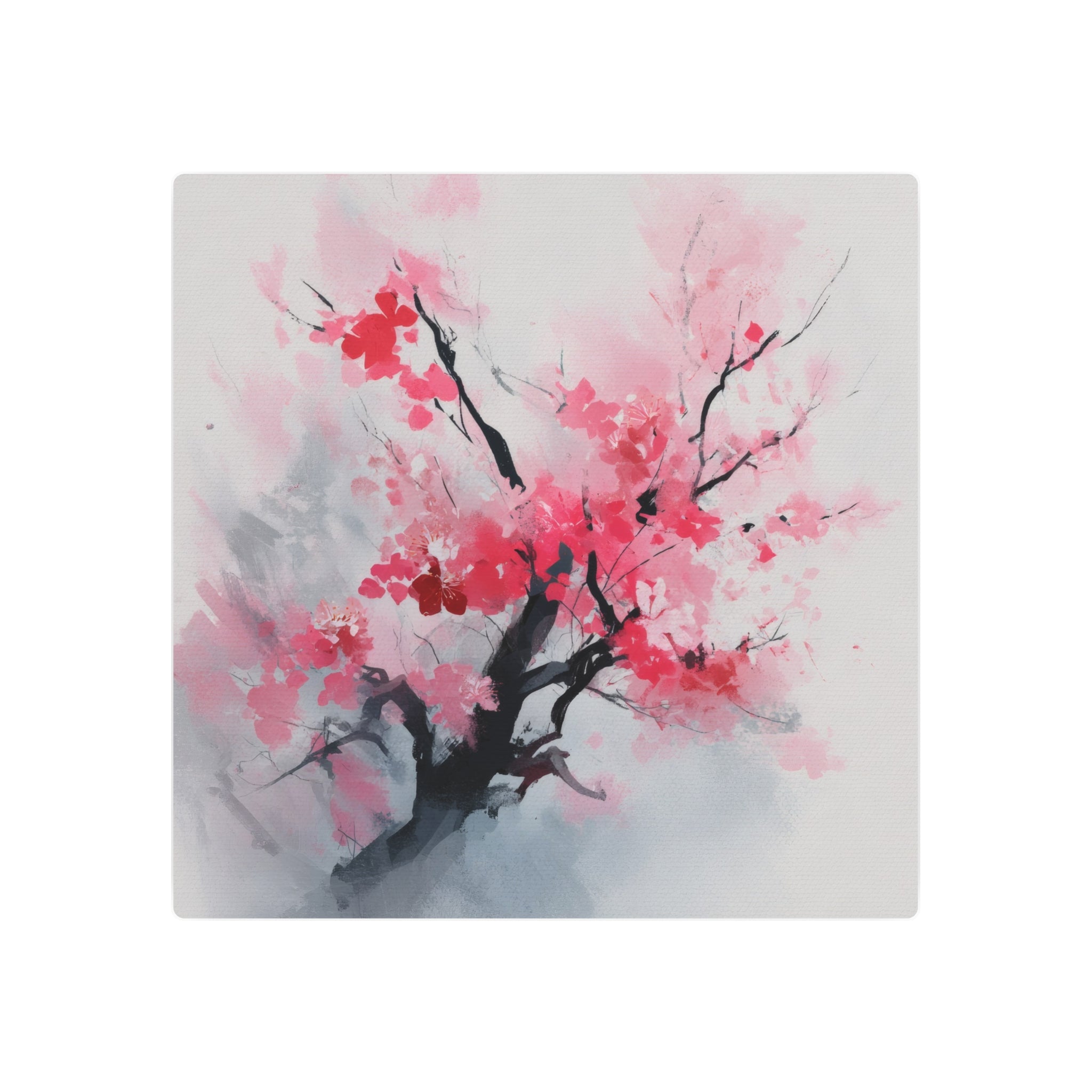 Cherry Blossom Metal Art Sign — Watercolor Pink Sakura Wall Decor