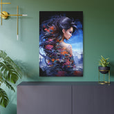 Metal Art — Ethereal Asian Fantasy Woman Wall Decor (Koi & Dragon Tattoo) - The Art Hub