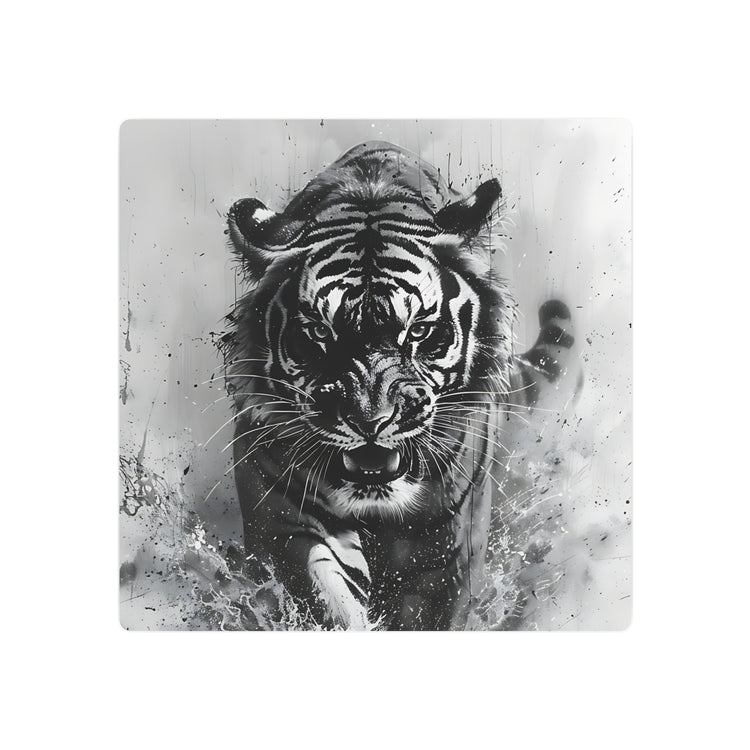 Tiger Metal Art — Dramatic Black & White Running Tiger Wall Decor - The Art Hub