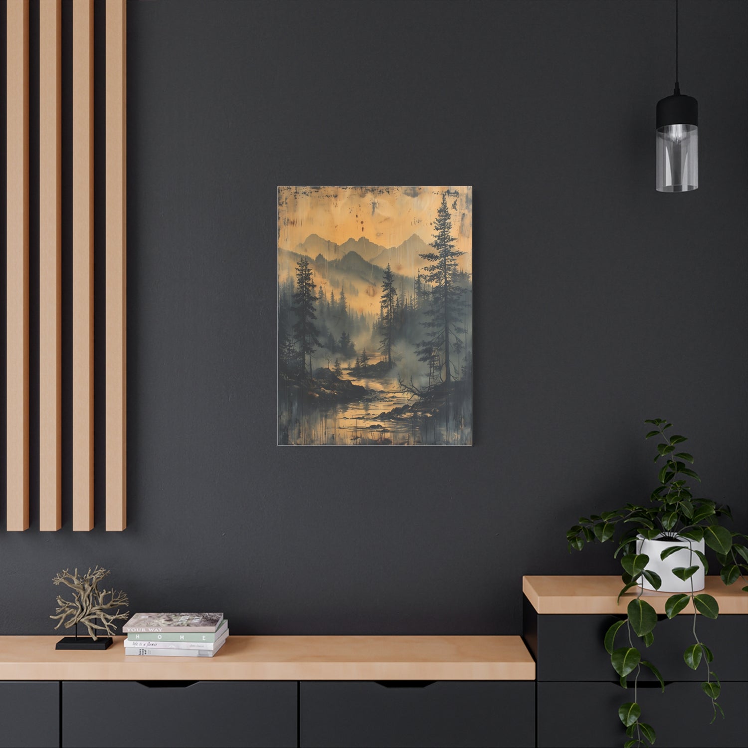 Mountain Mist Landscape Canvas Art— Rustic Pine Forest Wall Art - The Art Hub