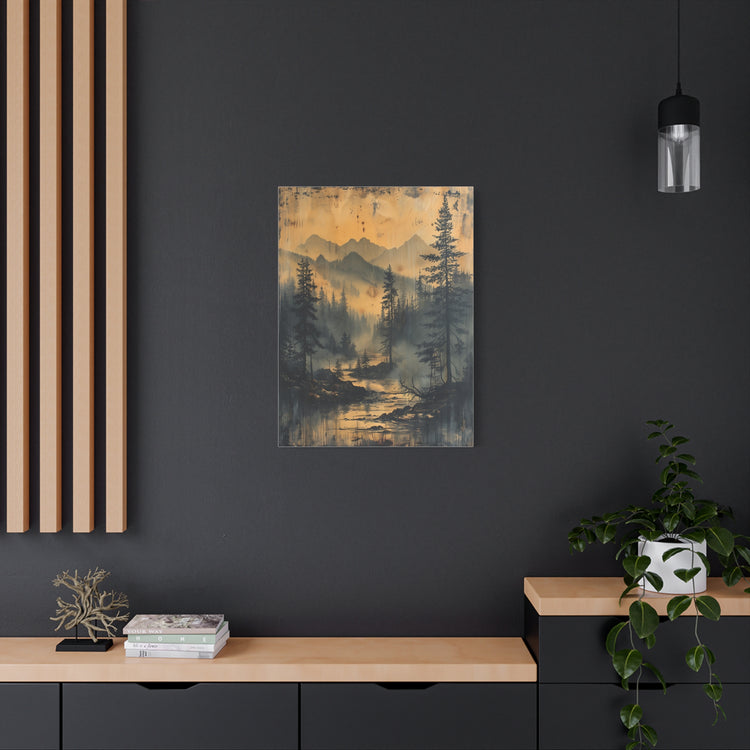 Mountain Mist Landscape Canvas Art— Rustic Pine Forest Wall Art - The Art Hub