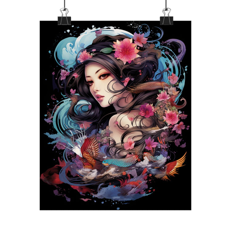 Matte Vertical Poster — Ethereal Floral Woman Art Print - The Art Hub