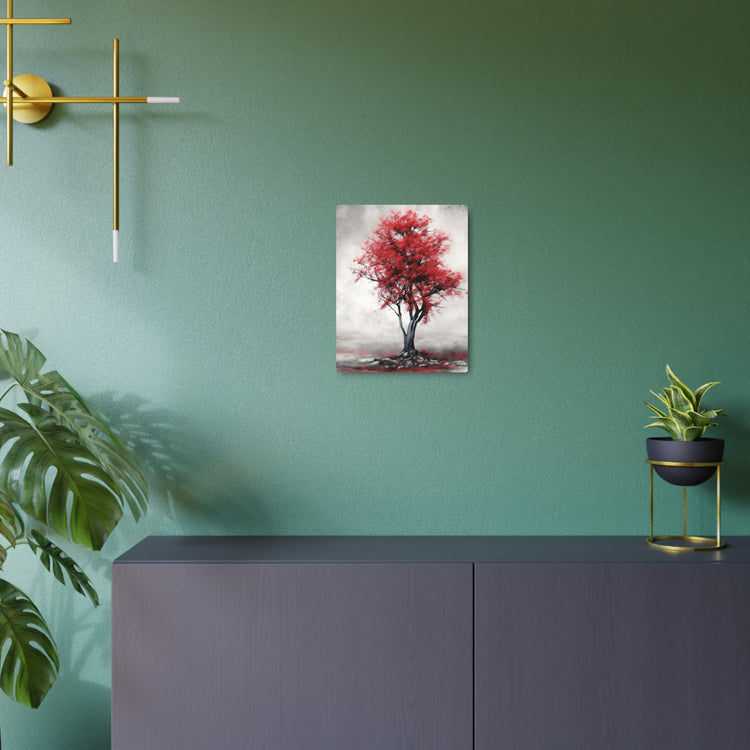 Red Tree Metal Art Sign Modern Abstract Wall Decor - The Art Hub