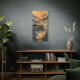 Golden Mist Mountain Landscape Canvas — Asian Pagoda Wall Art - The Art Hub