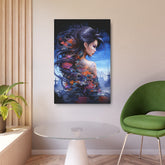 Metal Art — Ethereal Asian Fantasy Woman Wall Decor (Koi & Dragon Tattoo) - The Art Hub