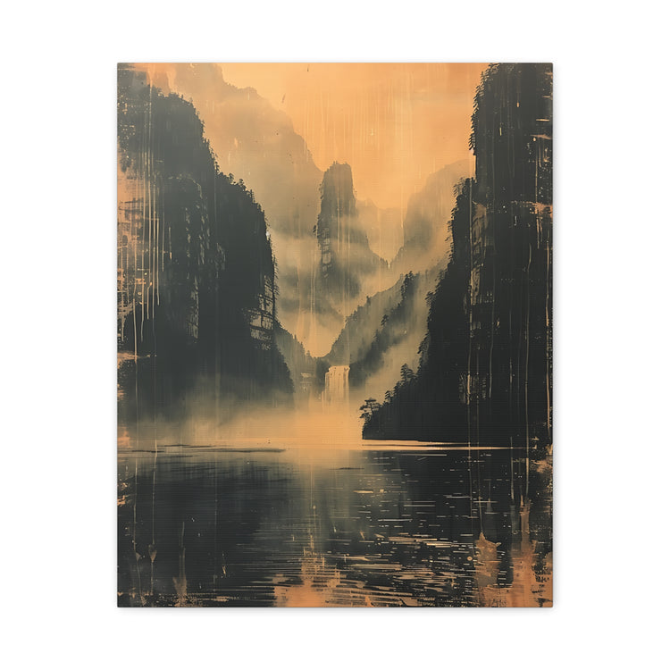 Chinese Landscape Art - Moody Mountain Lake Landscape Art - The Art Hub