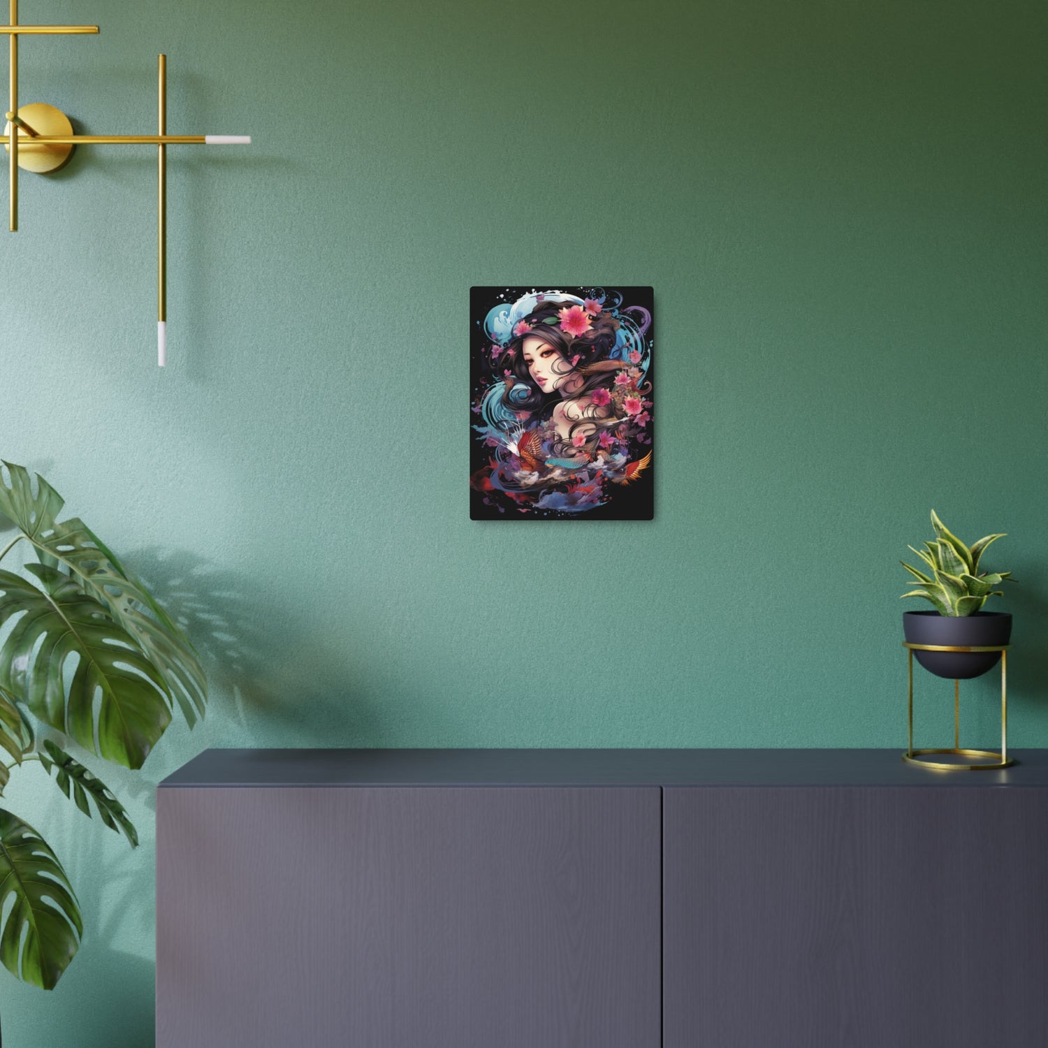 Japanese Floral Portrait Metal Art – Decorative Wall Plaque - The Art Hub